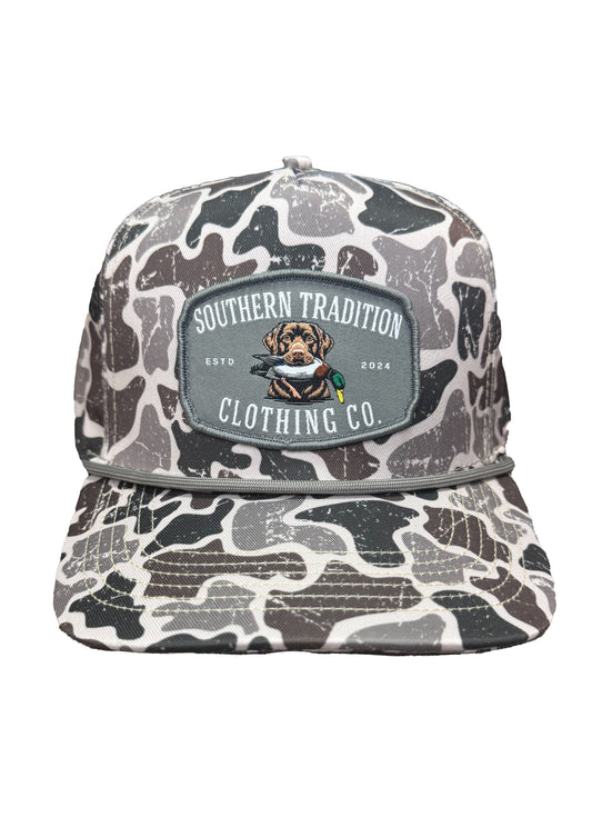 Distressed Grey Camo Rope Cap
