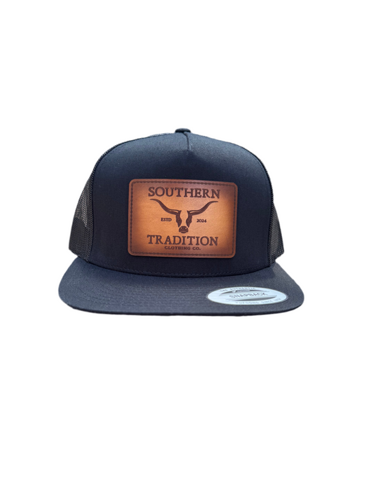 Black Flat Bill Trucker